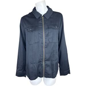 LOGO by Lori Goldstein Zip Front Long Sleeve Jacket Black Medium NWOT Lightweigh